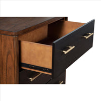 Chest with 3 Drawers and Round Legs, Brown and Black - BM261850