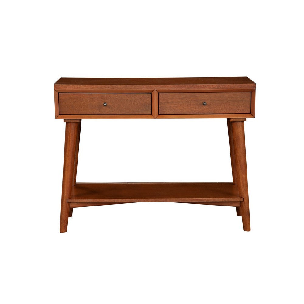 Console Table with 2 Drawers and Angled Legs, Brown - BM261864