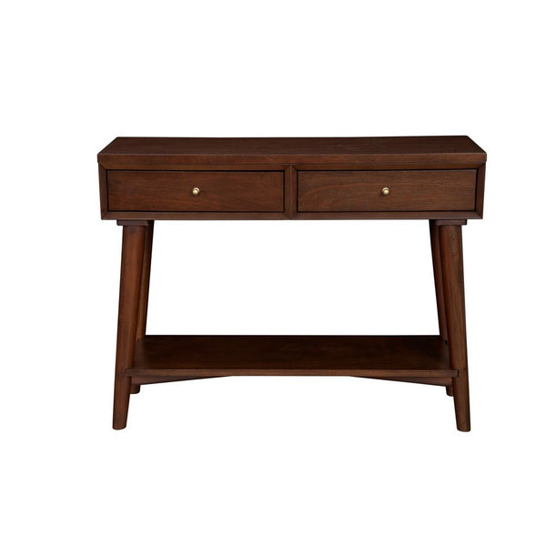 Console Table with 2 Drawers and Angled Legs, Walnut Brown - BM261893