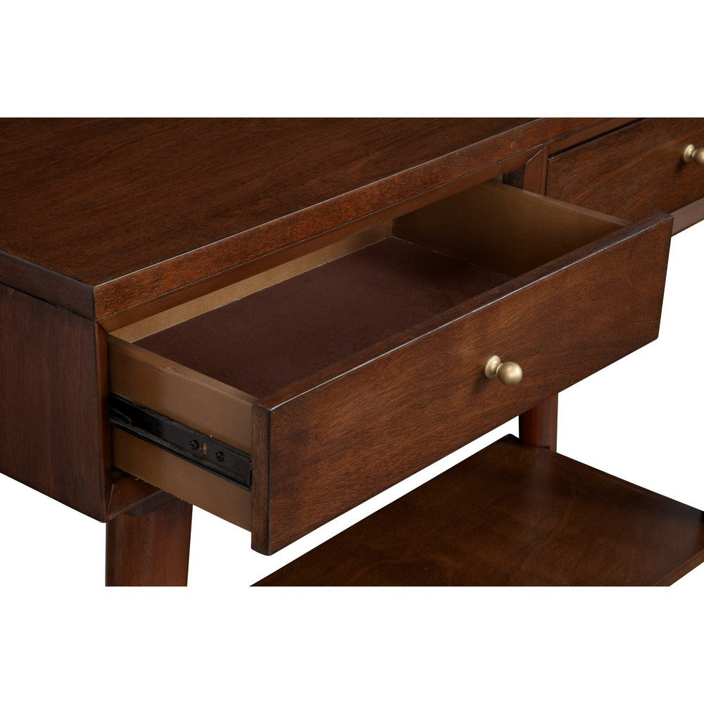 Console Table with 2 Drawers and Angled Legs, Walnut Brown - BM261893