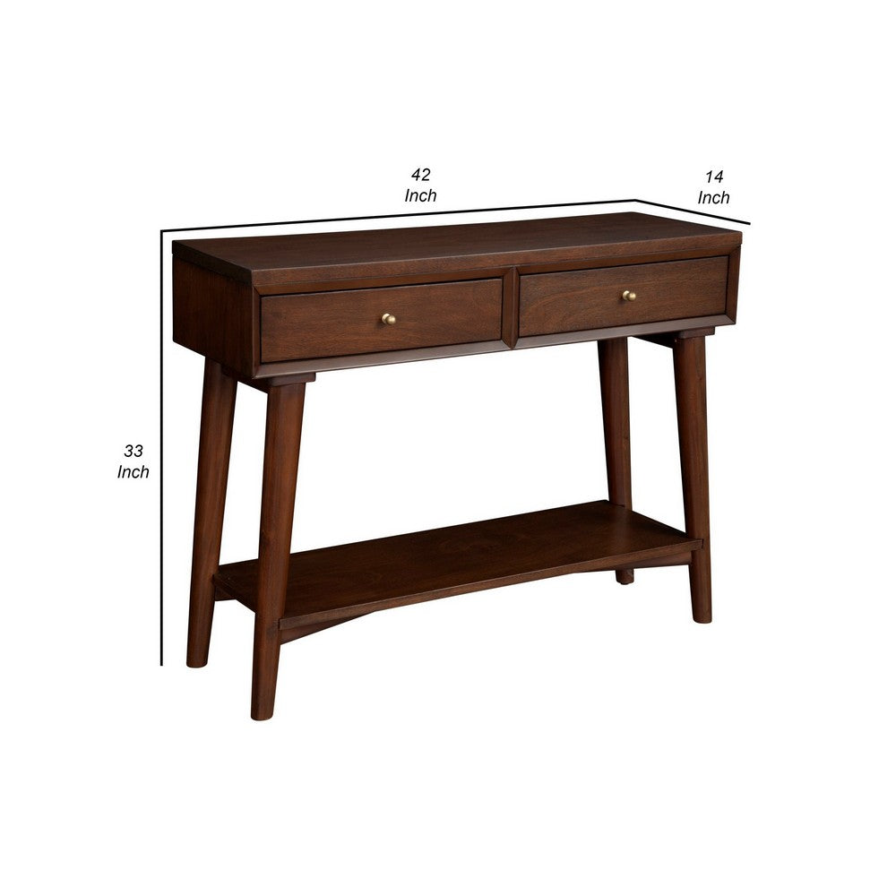 Console Table with 2 Drawers and Angled Legs, Walnut Brown - BM261893