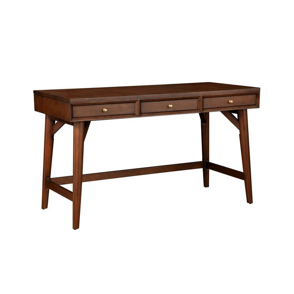 Writing Desk with 3 Drawers and Angled Legs, Walnut Brown - BM261896