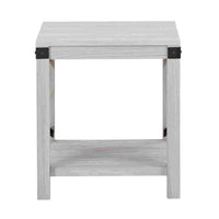 End Table with X Metal Accent and Grain Details, White - BM262428