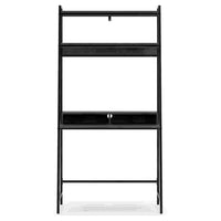 Office Desk with 2 Upper Shelves and Metal Legs, Black and Gray - BM262964