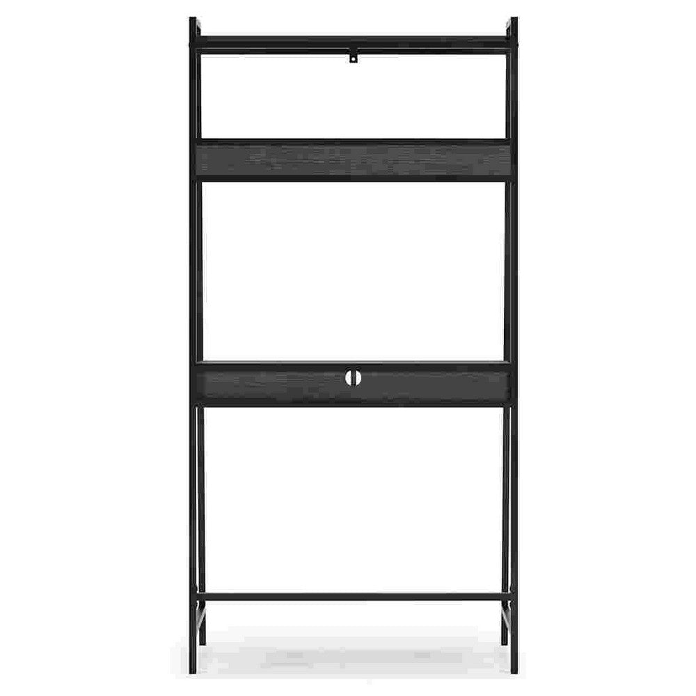 Office Desk with 2 Upper Shelves and Metal Legs, Black and Gray - BM262964