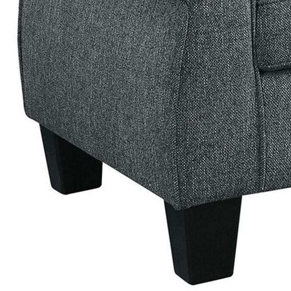 Sofa with Fabric Upholstery and Rolled Design Arms, Gray - BM263207