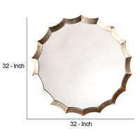 Round Mirror with Scalloped Metal Frame, Gold - BM263629