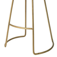 Counter Stool with Leatherette and Metal Sled Base, Brown and Brass - BM263639