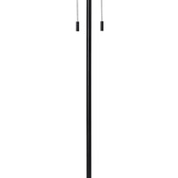 Floor Lamp with Drum Shade and Pull Chain, White and Black - BM263652