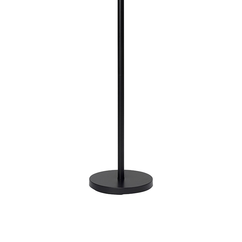 Floor Lamp with Drum Shade and Pull Chain, White and Black - BM263652