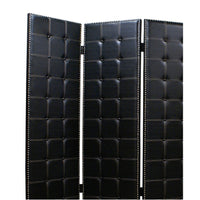 Wooden 4 Panel Screen with Button Tufting and Nailhead Trims, Black - BM26463