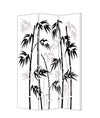 3 Panel Foldable Canvas Bamboo Leaf Print Screen, Black and White - BM26524