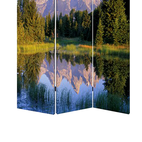 3 Panel Landscape Print Foldable Canvas Screen, Multicolor - BM26525