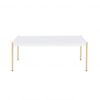 Coffee Table with Metal Tube Legs, White and Gold - BM266460