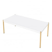 Coffee Table with Metal Tube Legs, White and Gold - BM266460