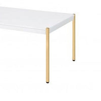 Coffee Table with Metal Tube Legs, White and Gold - BM266460