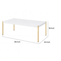 Coffee Table with Metal Tube Legs, White and Gold - BM266460