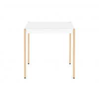 End Table with Metal Tube Legs, White and Gold - BM266461