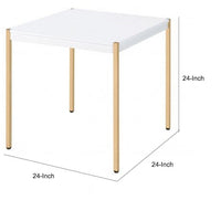 End Table with Metal Tube Legs, White and Gold - BM266461