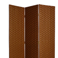 Wooden Foldable 3 Panel Room Divider with Streamline Design, Dark Brown - BM26679