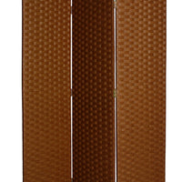 Wooden Foldable 3 Panel Room Divider with Streamline Design, Dark Brown - BM26679