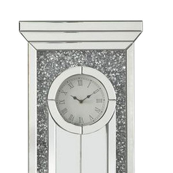 Wall Clock with Mirror Trim and Molded Design, Silver - BM268979
