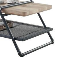 Coffee Table with Wooden Top and Mesh Shelf, Brown and Black - BM268985