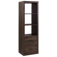 Side Pier with Wooden Frame and 2 Drawers, Walnut Brown - BM268993