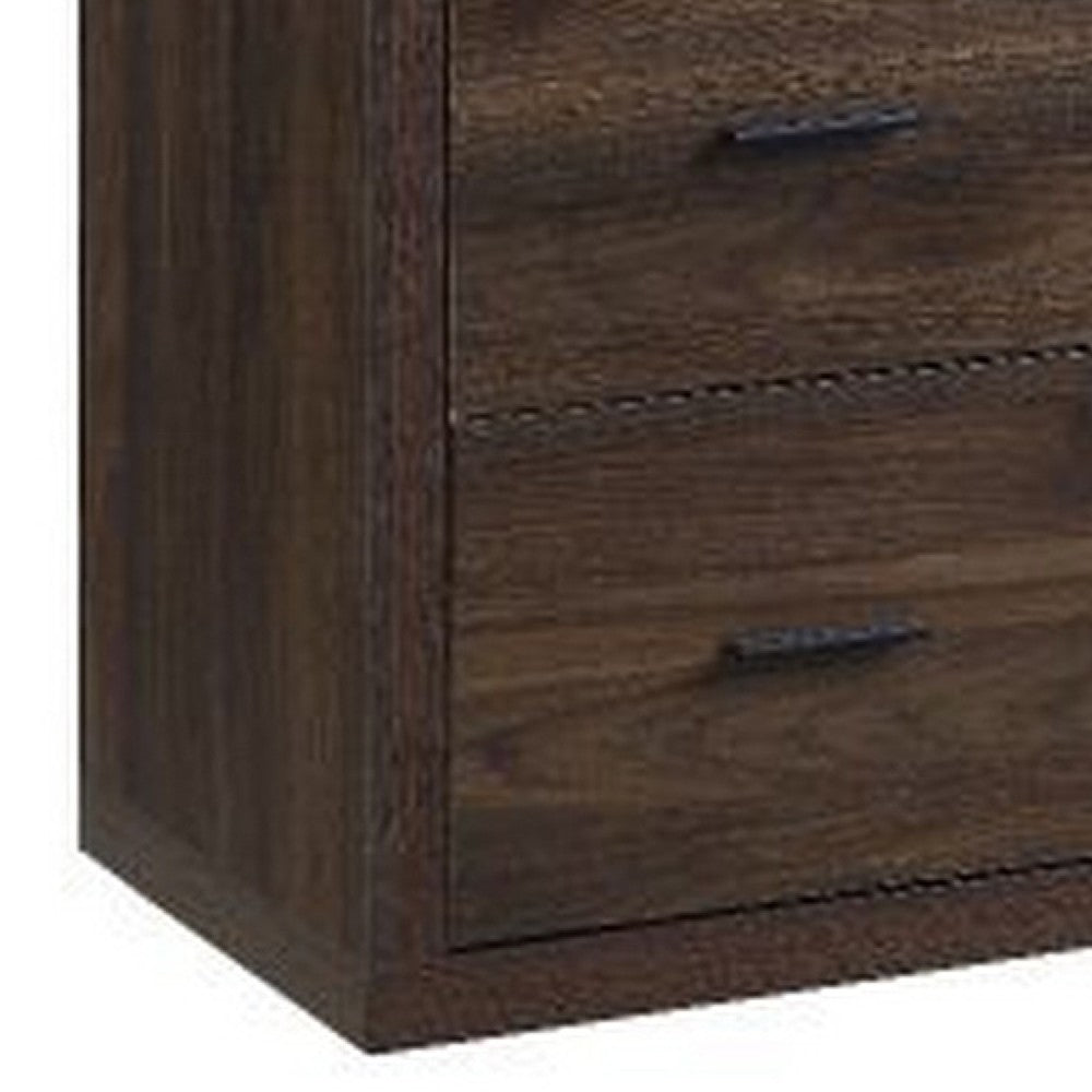 Side Pier with Wooden Frame and 2 Drawers, Walnut Brown - BM268993