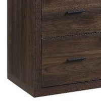 Side Pier with Wooden Frame and 2 Drawers, Walnut Brown - BM268993