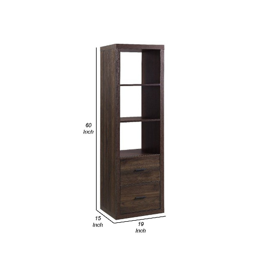 Side Pier with Wooden Frame and 2 Drawers, Walnut Brown - BM268993