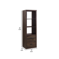 Side Pier with Wooden Frame and 2 Drawers, Walnut Brown - BM268993