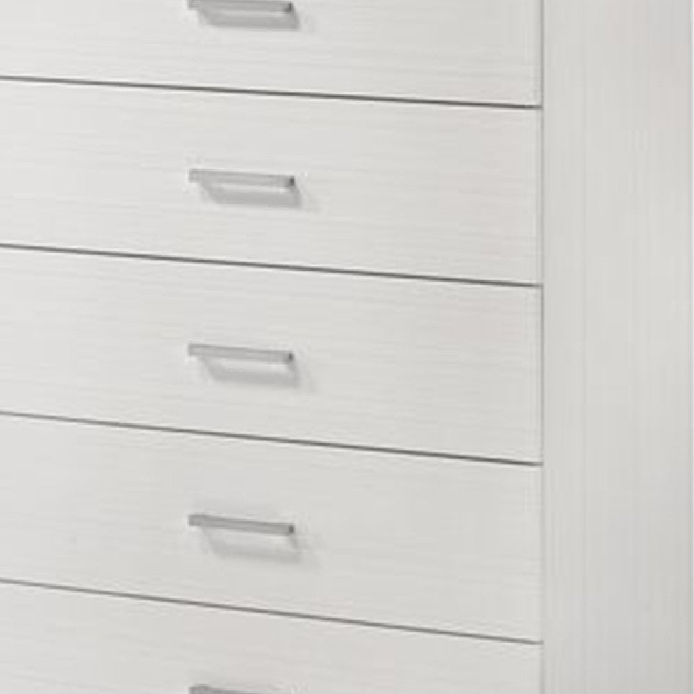 Chest with 5 Drawers and Wooden Frame, White - BM269002