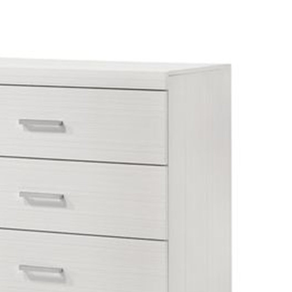 Chest with 5 Drawers and Wooden Frame, White - BM269002