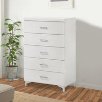 Chest with 5 Drawers and Wooden Frame, White - BM269002