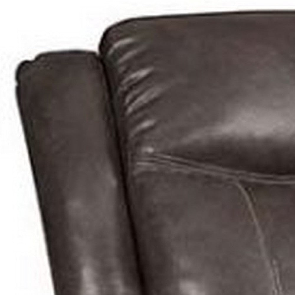 Glider Recliner with Leatherette Upholstery and Pillow Arms, Brown - BM269005