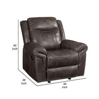 Glider Recliner with Leatherette Upholstery and Pillow Arms, Brown - BM269005