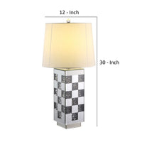 Table Lamp with Checkered Faux Diamond Inlay, Silver - BM269032