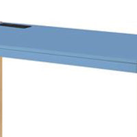 Writing Desk with USB Dock and Metal Legs, Blue and Rose Gold - BM269052