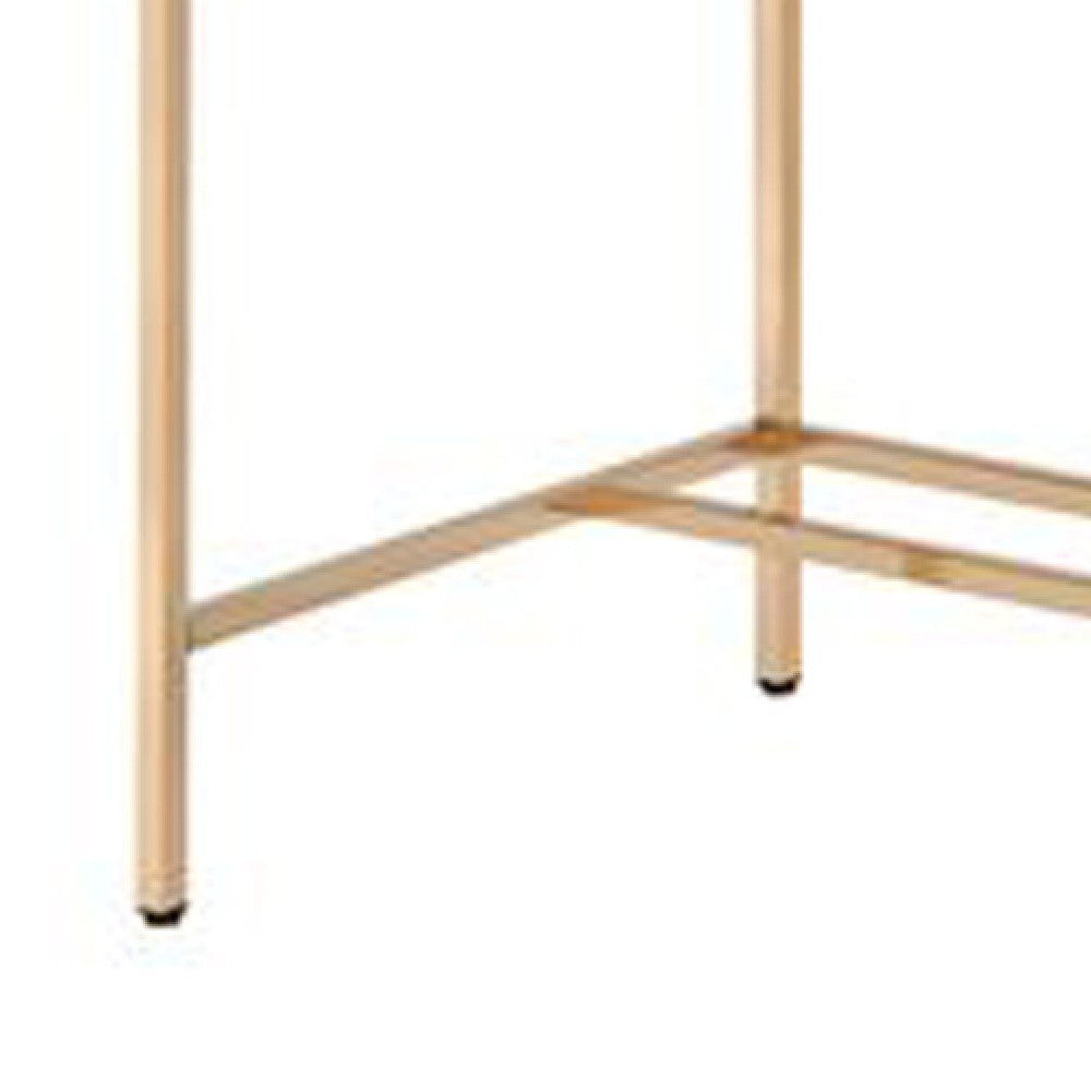 Writing Desk with USB Dock and Metal Legs, Blue and Rose Gold - BM269052