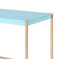 Writing Desk with USB Dock and Metal Legs, Sky Blue and Gold - BM269053