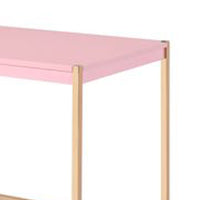 Writing Desk with USB Dock and Metal Legs, Pink and Rose Gold - BM269054