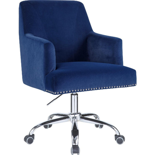 Swivel Office Chair with Sleek Track Arms and Nailhead Trim,Blue and Chrome - BM269060