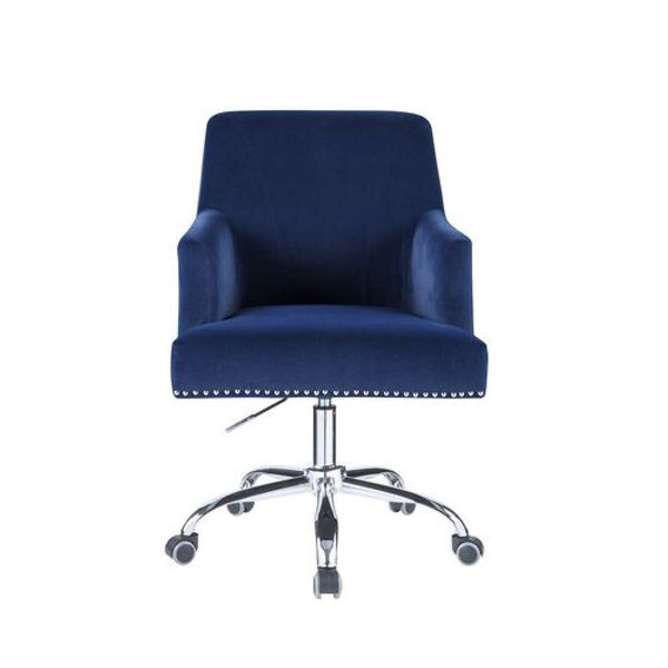 Swivel Office Chair with Sleek Track Arms and Nailhead Trim,Blue and Chrome - BM269060