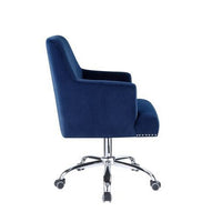 Swivel Office Chair with Sleek Track Arms and Nailhead Trim,Blue and Chrome - BM269060