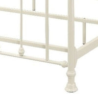 Metal Queen Bed with Spindle Design and Crystal Accents, White - BM269068