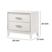 Nightstand with 2 Drawers and Shimmer Accent Trim, White - BM269071