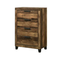 Chest with 5 Drawers and Plank Style, Rustic Oak Brown - BM269080