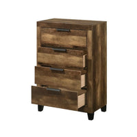 Chest with 5 Drawers and Plank Style, Rustic Oak Brown - BM269080