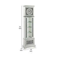 Grandfather Clock with 4 Compartments and Mirror Frame, Silver - BM269089